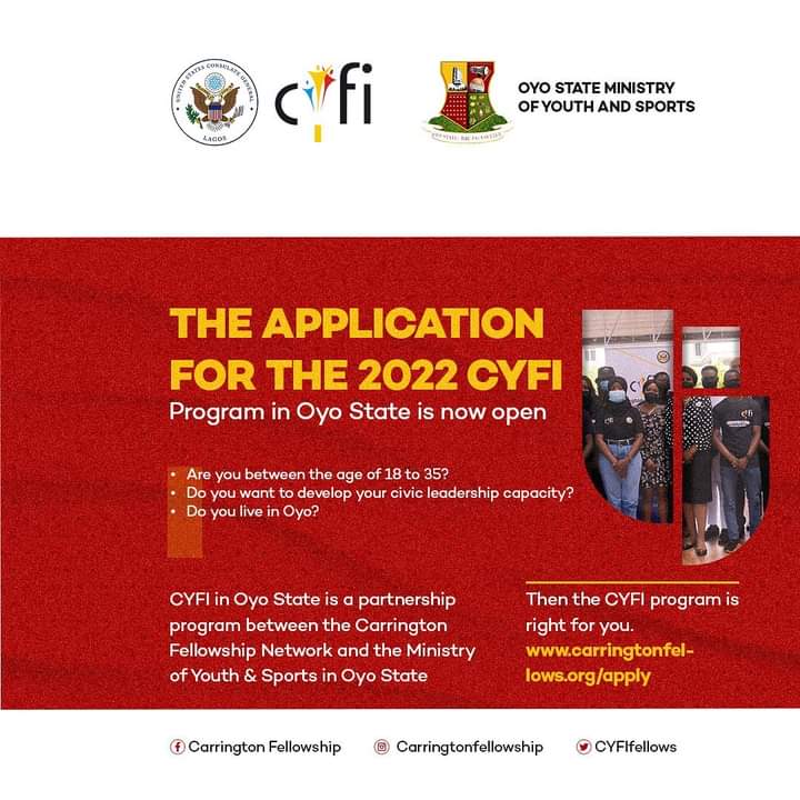 OYO STATE GOVT. ANNOUNCES APPLICATION FOR CARRINGTON YOUTH FELLOWSHIP INITIATIVE(See Method Of Application )