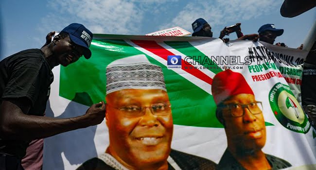 PICTORIAL:Atiku, PDP Leaders Storm INEC Office, Protest Election Outcome