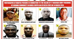 See Photographs of Eight Nigerians Declare Wanted By Military Over Killing Of 17 Personnel 
