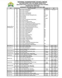 PHOTOS: NECO Releases 2024 Internal Exam Timetable